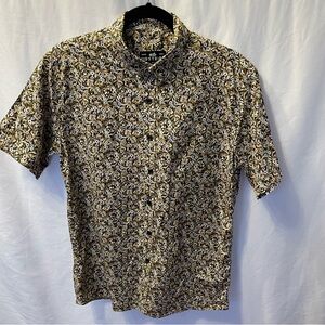 Firstribe Surf Culture Large Short Sleeve Button Up Shirt Floral Artsy Bold